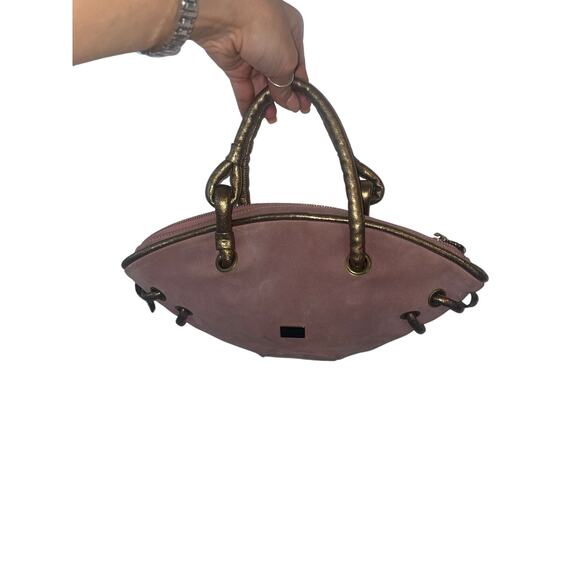 RARE Vintage Y2K MOSCHINO Cheap & Chic Suede Baguette Mini Bag Purse MAUVE - Picture 2 of 9